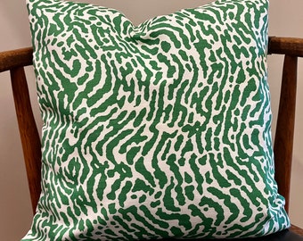 Green and Ivory White Geometric Pillow Covers / Thibaut Designer Fabric / Custom Made to Order