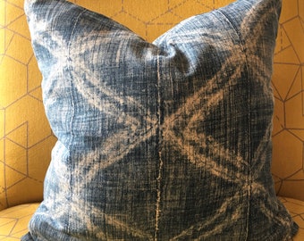 Denim Blue Geometric Pillow Cover  / P Kaufmann Dakari Denim Fabric / Custom Handmade Home Decor Accent Pillows