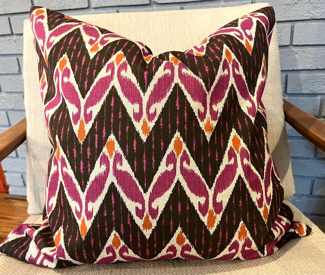 Buy Magenta Pink, Brown, Orange and Ivory Pillow Cover Designer Geometric  Fabric/ Handmade Home Decor Accent Pillows Online in India