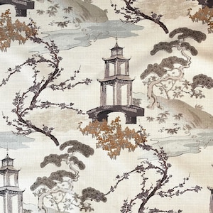 Grey, Yellow Ochre, Aqua and Ivory Asian Toile Custom Pillow Covers / Designer Chinoiseri Fabric / Custom Handmade Home Decor Accent Pillows