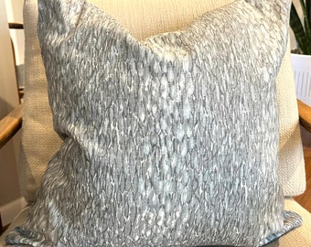 Grey and Ivory Abstract Geometric Pillow Covers / Designer Kravet Fabric /  Handmade Custom Home Decor Accent