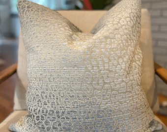 Reserved Custom Order / Light Grey Blue and Beige Ombre Animal Pillow Covers / Designer Chenille Fabric /  Custom Made to Order