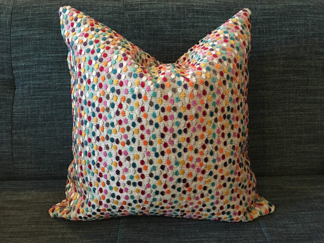Multi Color Polka Dot Velvet Pillow Covers / Bacchus Mardi Gras