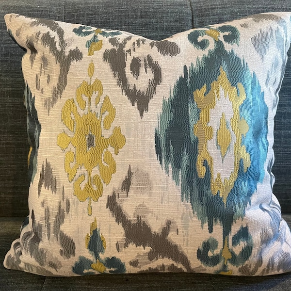 Teal Ikat Fabric Etsy