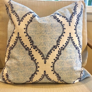 Blue and store ivory pillows