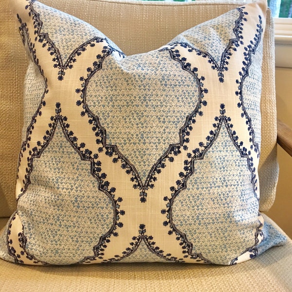Blue Ivory Pillow Etsy