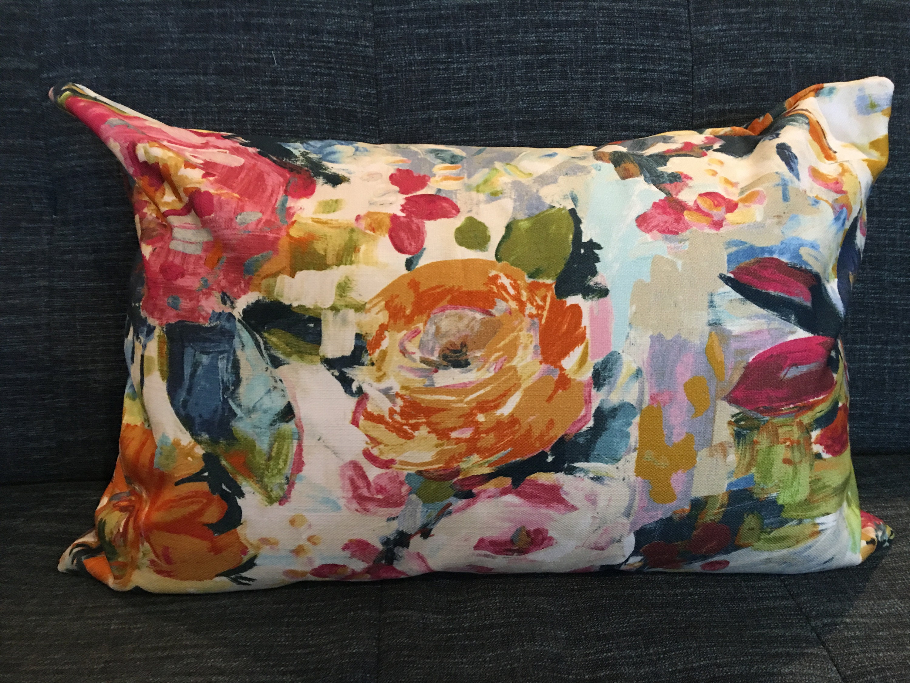 Modern Floral Pillow Covers Pink Blue Yellow Orange Green and White Designer Fabric Custom Handmade Home Decor Accent Pillows Etsy Canada