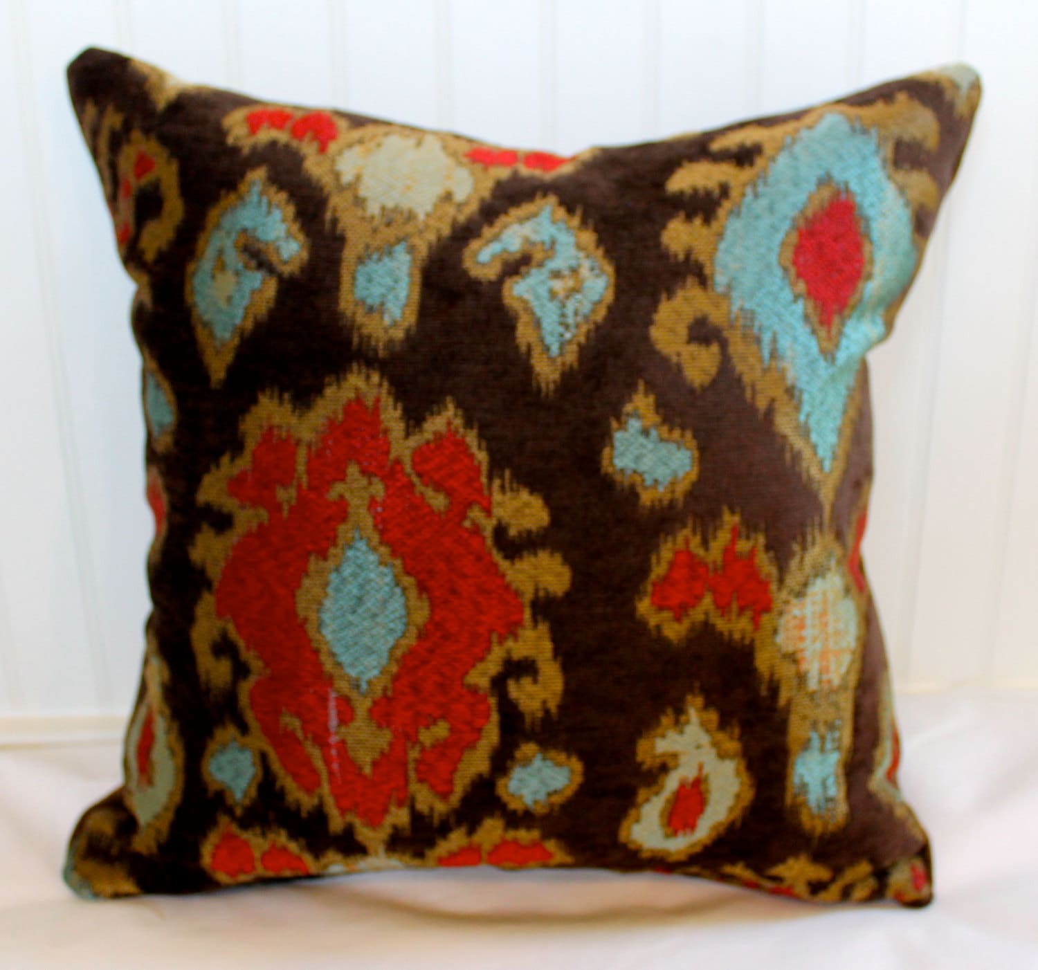 Red and turquoise pillows sale