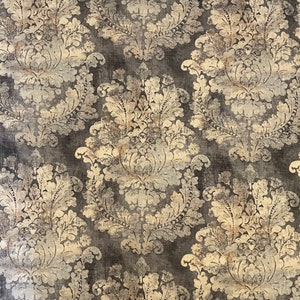 Grey and Taupe Medallion Pillow Covers /  Designer Floral Fabric with Solid Grey Back / 24 x 24 / Handmade Home Decor Accent Pillows