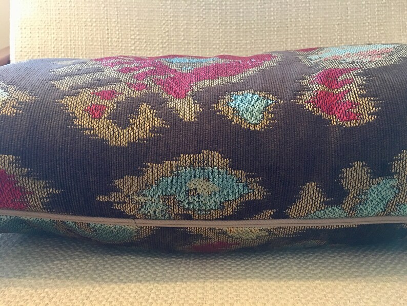 Brown Red Turquoise and Tan Ikat Pillow Cover / Designer Etsy