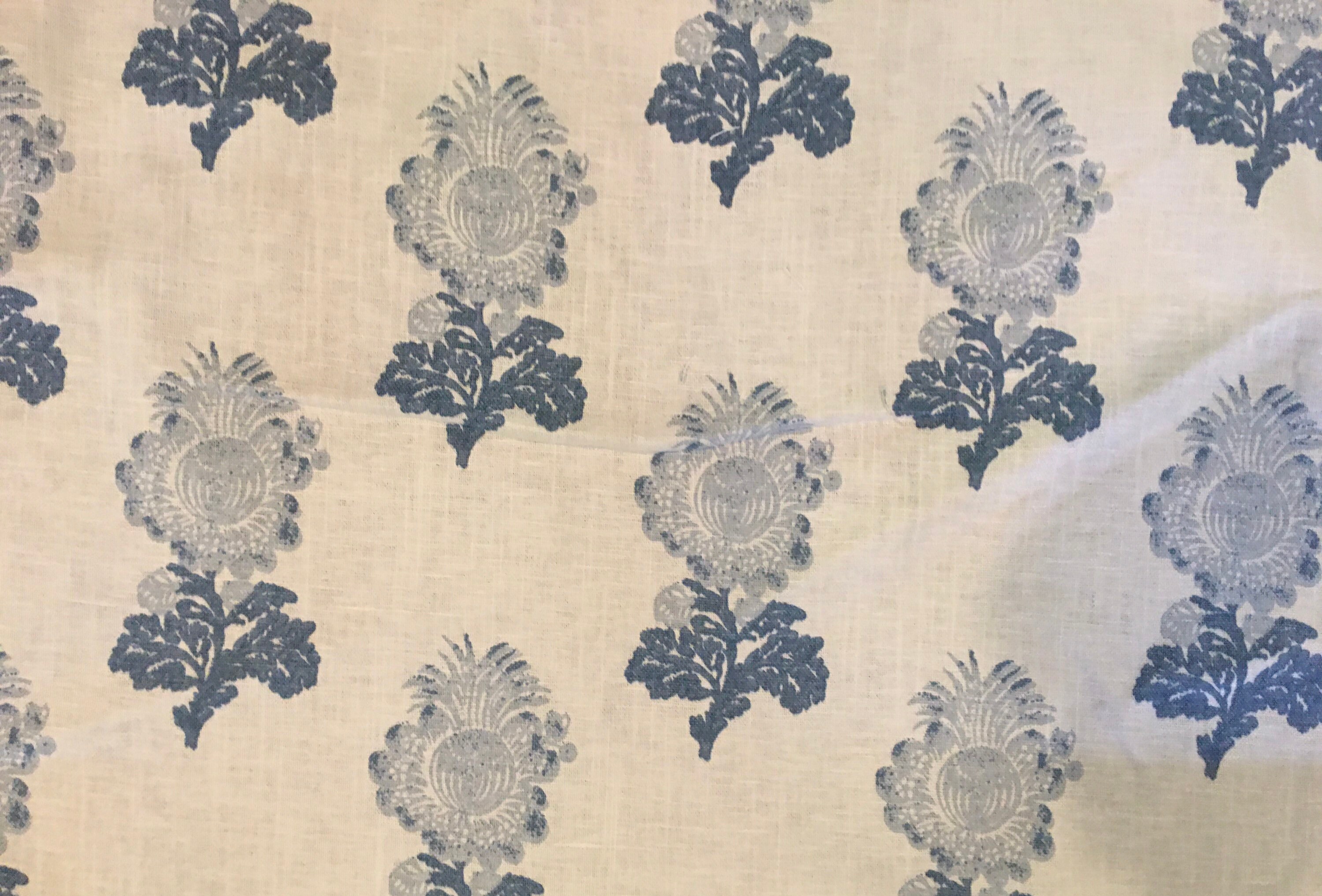 Blue and Ivory Floral Pillow Cover / Designer Thibaut Aldith Etsy