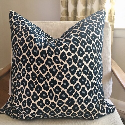 navy leopard pillow
