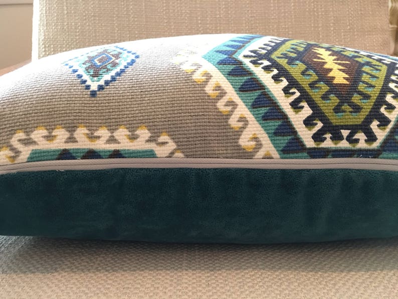 Southwest Medallion Pillow Covers / Teal Grey and Black with Etsy