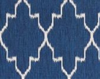 Cobalt Blue and Ivory Geometric Trellis Pillow Cover /  Designer Lacefield Fabric / Handmade Home Decor Custom Accent Pillows