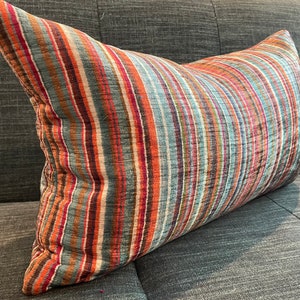 Custom Multi Color Stripe Pillow Covers / Designer Chenille Fabric / Made to Order Accent Pillows/ Fabric Both Sides