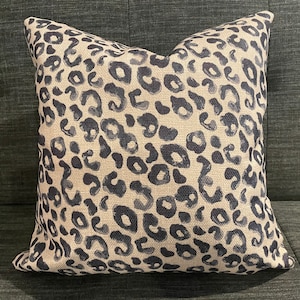 Navy Blue and Ivory Ocelot Print Pillow Cover  / Custom Pillow in Designer Mancala Navy Fabric  / Home Decor Accent Pillow