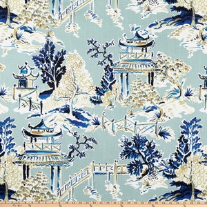 Asian Pagoda / Blue Grey and Ivory Toile Pillow Covers / - Etsy