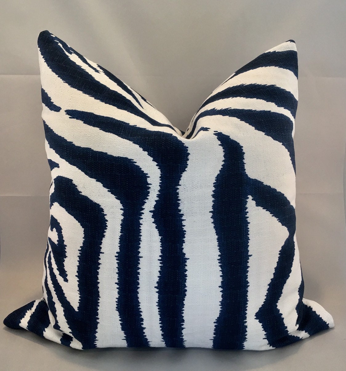 Blue and White Zebra Pillow Covers Designer Lacefield Zebra Marina Handmade Home Decor Accent Pillows Fabric Both Sides Etsy