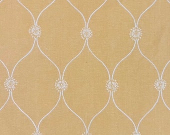 Butter Yellow and White Embroidered Trellis Pillow Cover / Designer Fabric  / Same fabric Both Sides / Made to Order