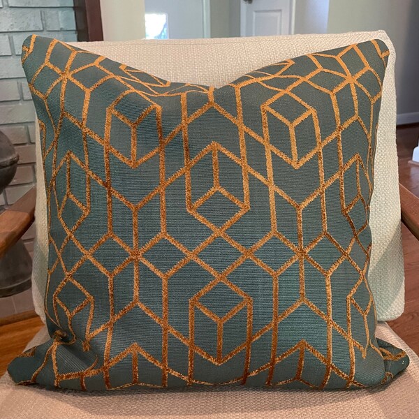 Teal and Orange Pillow Etsy