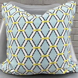 14X26 Natural + Yellow Multi Hand Painted Abstract Lumbar Throw Pillow