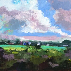 Blue and Purple Sky / Impressionistic Landscape Print / Giclee / New York Countryside  / Fine Art Print on Matte Archival Paper