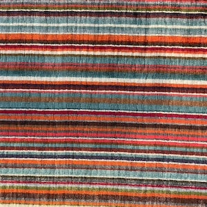 Multi Color Horizontal Stripe Pillow Covers / Designer Velvet Fabric with Solid Back / Made to Order Accent Pillows