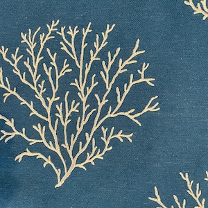 Blue and Silver Coral Embroidered Pillow Cover /  Designer Fabric  / Handmade Home Decor Accent