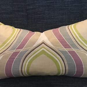 Modern Retro Geometric Lumbar Pillow Cover / 12 X 20 / Taupe, Purple, Green, Creme / Home Decor Accent Pillow / In Stock