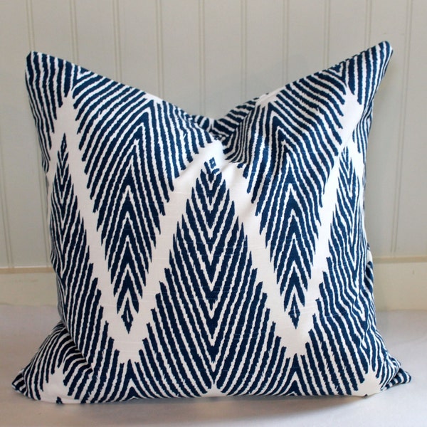 Blue Chevron Pillow Etsy