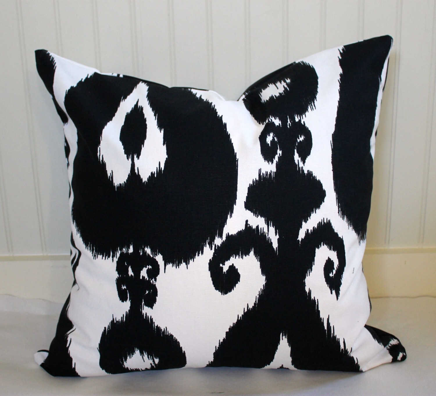 Modern Black and White Ikat Pillow Cover / Designer Iskander Etsy