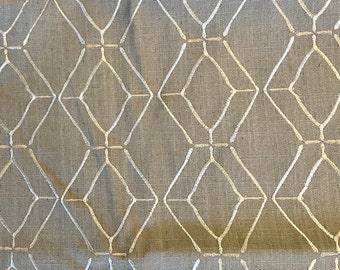 Taupe Geometric Embroidered Pillow Cover  / Handmade Home Decor Accent Pillow / In Stock