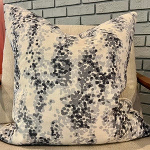Grey and Ivory Abstract Spot Pillow Covers / Designer Barbara Barry  Kravet Plein Air Heron Fabric /  Handmade Custom Home Decor Accent