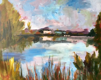 Blue, Green, Pink Lake Views / Landscape Print /  North Carolina / Fine Art Print on Archival Matte Paper