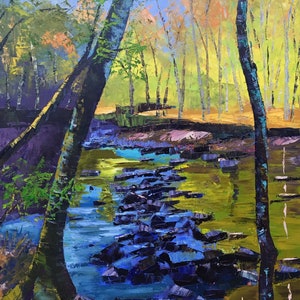 Blue, Green, Purple and Orange River Print /  Landscape Print / North Carolina, Eno River Park / Fine Art Print on Matte Archival Paper