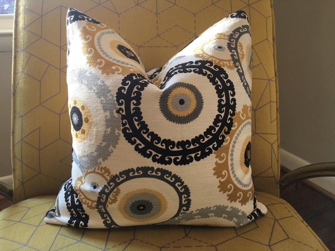 On Hold Black, Gold, Grey and Ivory Medallion Pillow Covers