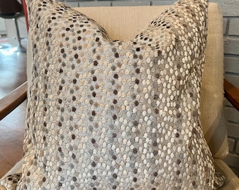 Custom Grey and Taupe Cut Velvet Pillow Covers / Bacchus Mardi Gras Pebble Designer Fabric / Handmade Home Decor Accent Pillows