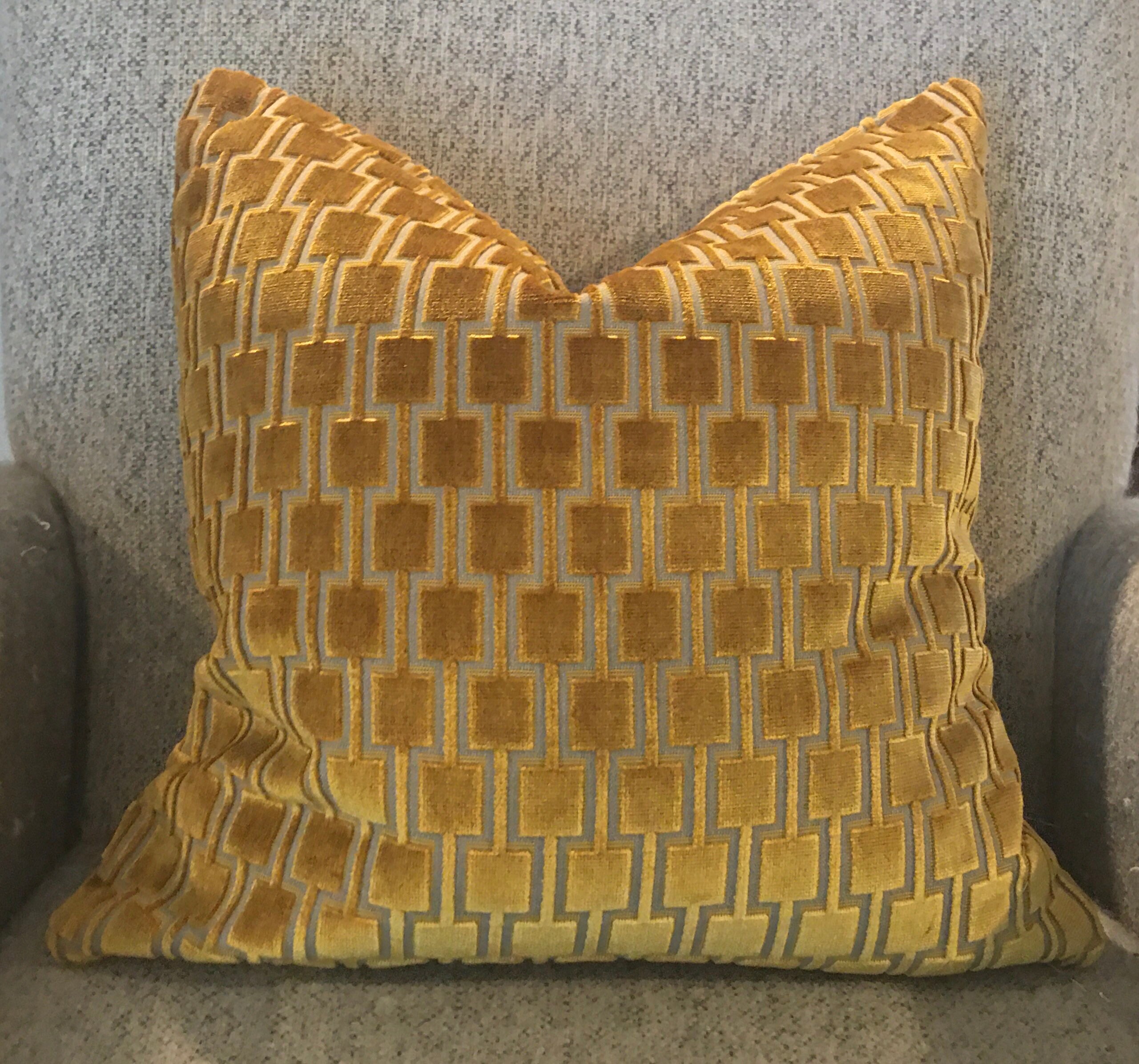 Gold and Grey/beige Cut Velvet Pillow Covers / Modern Etsy UK