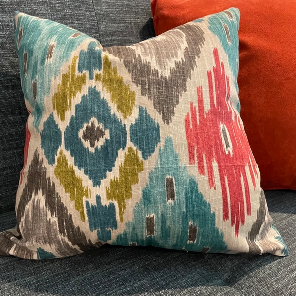 Teal Ikat Fabric Etsy