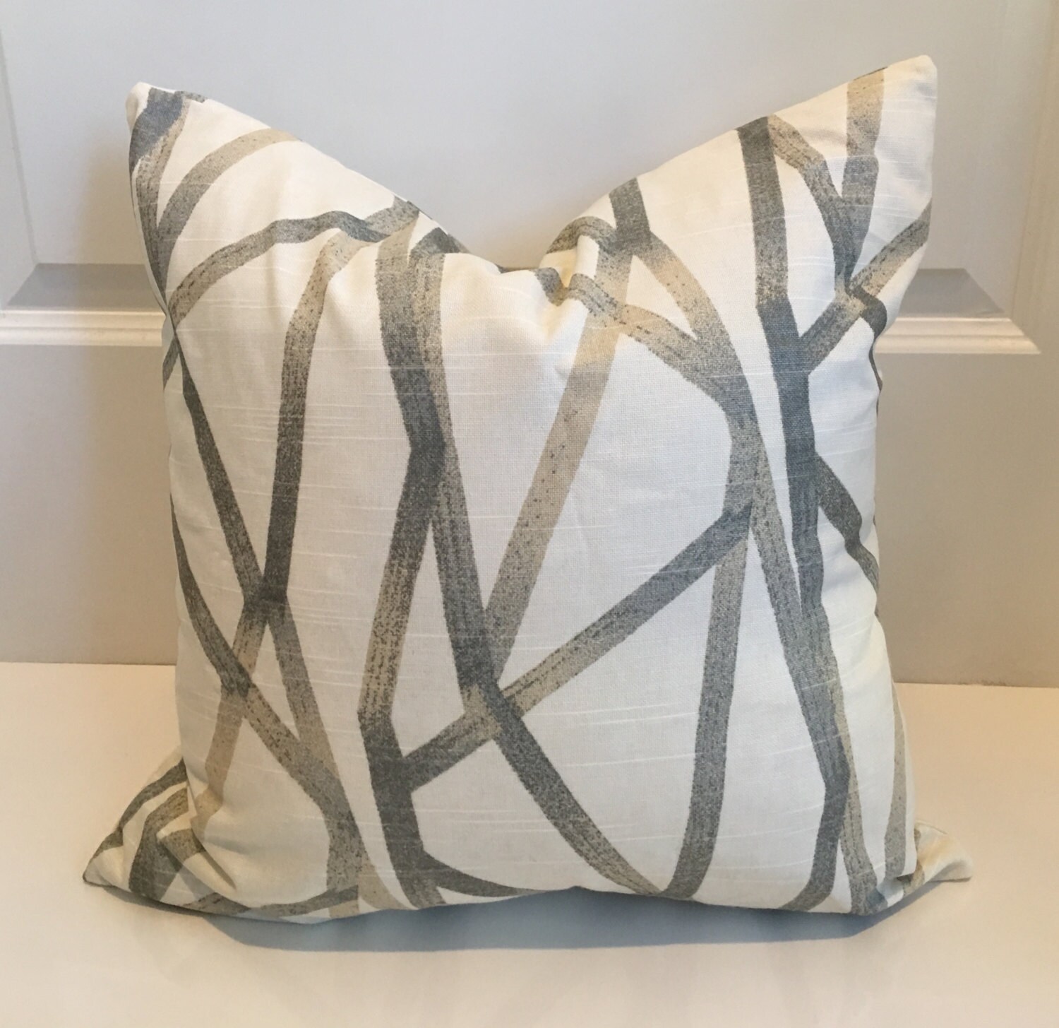 Custom Geometric Pillow Covers / Grey Gold and Ivory Modern Etsy