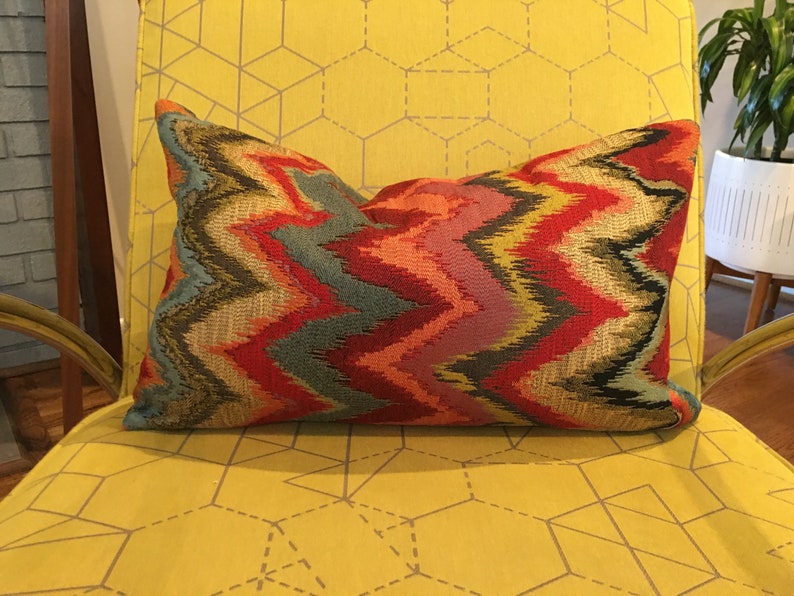 Red Green and Blue Modern Flame Stitch Pillow Cover / Etsy