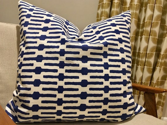 Indigo And Ivory Geometric Throw Pillow Indigo And Ivory Geometric Throw Pillow