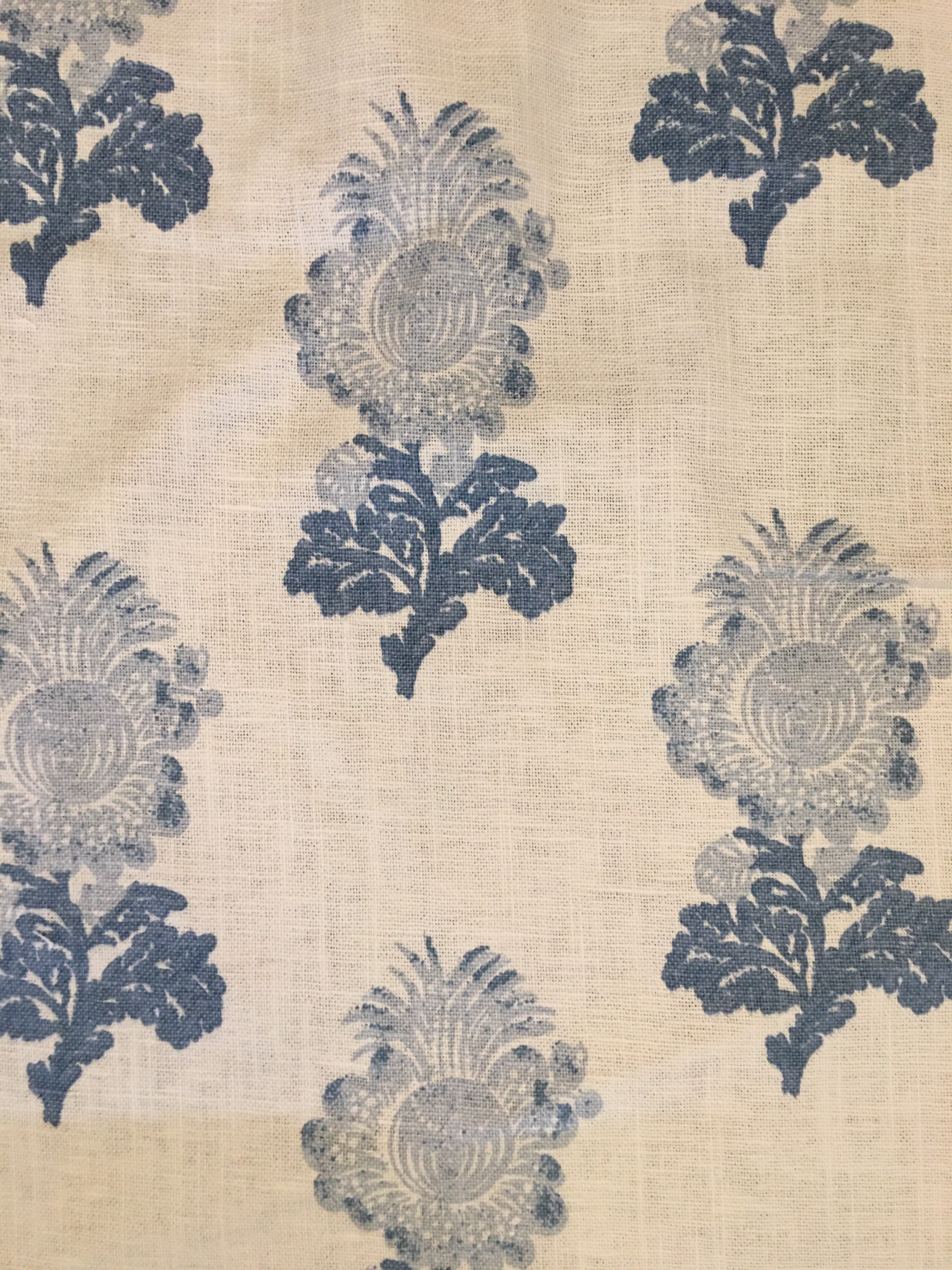 Blue and Ivory Floral Pillow Cover / Designer Thibaut Aldith Etsy