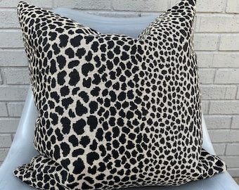Modern Black and Natural Animal Print Pillow Cover / Designer Upholstery Fabric / Fabric Both SIdes / Made to Order