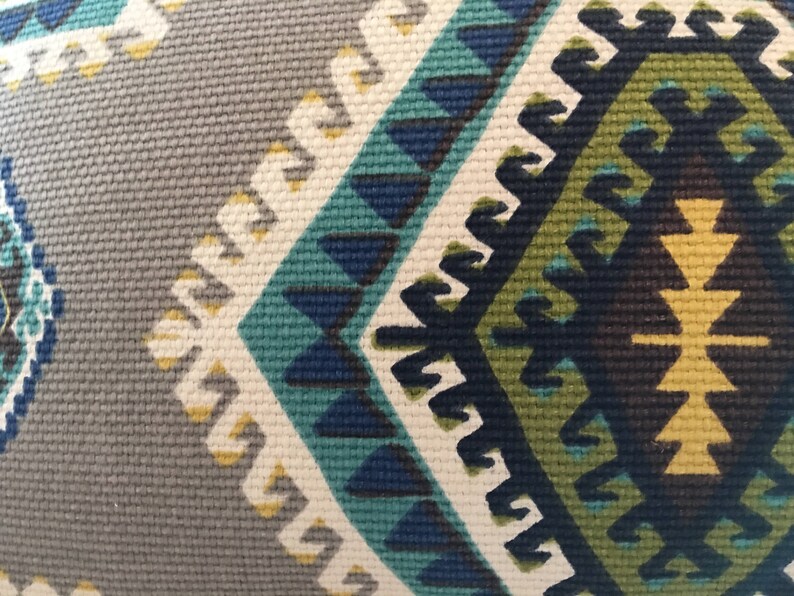 Southwest Medallion Pillow Covers / Teal Grey and Black / Etsy