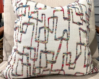 Multi Color Geometric Pillow Covers / Gatsby Confetti Designer Texture Upholstery Fabric / 18 x 18 / Handmade Home Decor Accent Pillows