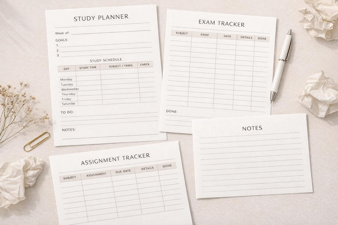 Minimalist Study Planner Printable | Student Planner | Study Schedule ...
