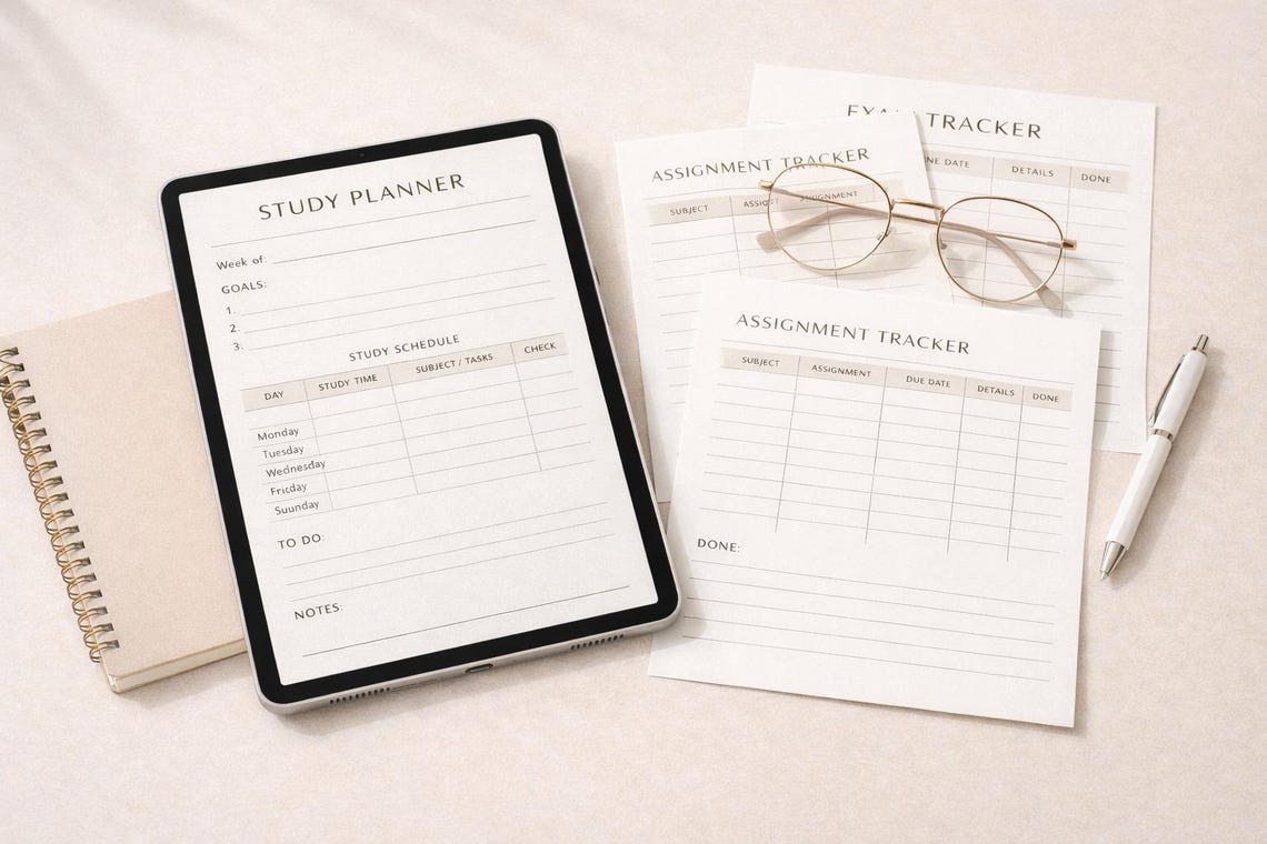 Minimalist Study Planner Printable | Student Planner | Study Schedule ...