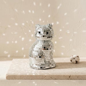 Spegelmosaik Kattdekor | Reflekterande glasdiscofigur, retrostil
