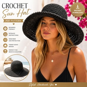 Sonnenhut-Anleitung | Boho Strand-Hut mit breiter Krempe Anleitung (PDF Download)
